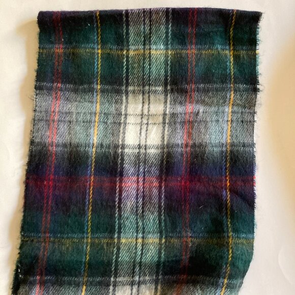 Vtg Plaid Cashmere Feel Acrylic Blanket Scarf Green Dress Malcolm Tartan Japan - Picture 9 of 10